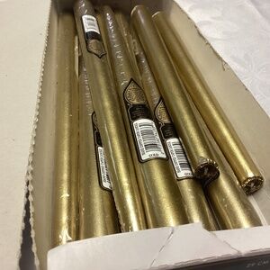 10gold taper candles. Twelve inches tall,  8 new